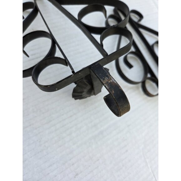 Pair Vintage Black Gothic Metal Wrought Iron Candle Holder Wall Sconces Set Of 2 - Picture 6 of 11